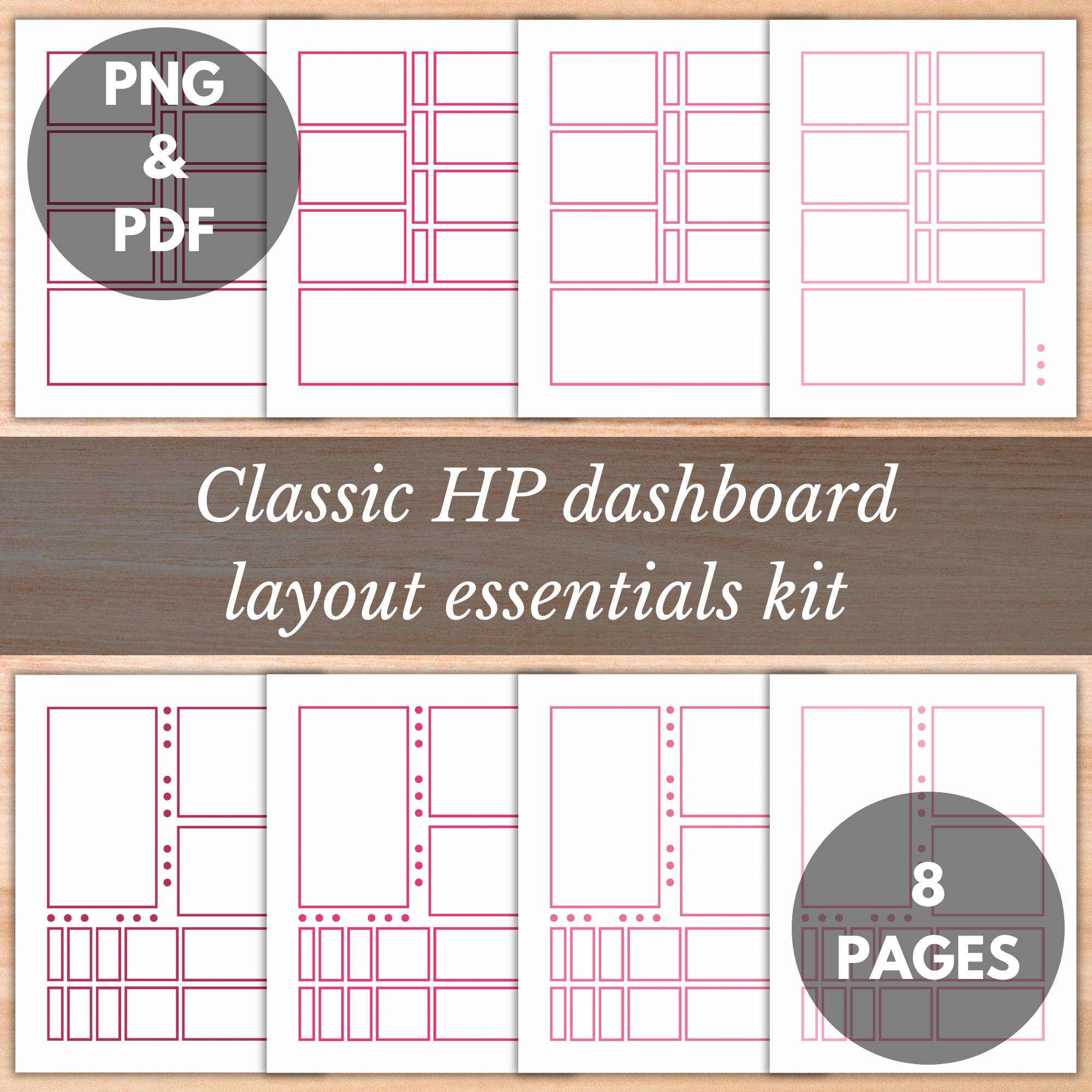 Happy Planner Dashboard Layout Printable Boxes in Four Shades of Pink ...