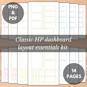 Layout del dashboard Happy Planner, scatole stampabili in colori pastello, adesivi per scatole funzionali, basi decorative per la pianificazione per le distribuzioni settimanali