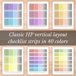 Listes de contrôle imprimables à disposition verticale classique de Happy Planner en 40 couleurs, autocollants fonctionnels, éléments de base de la planification décorative pour les feuilletons hebdomadaires