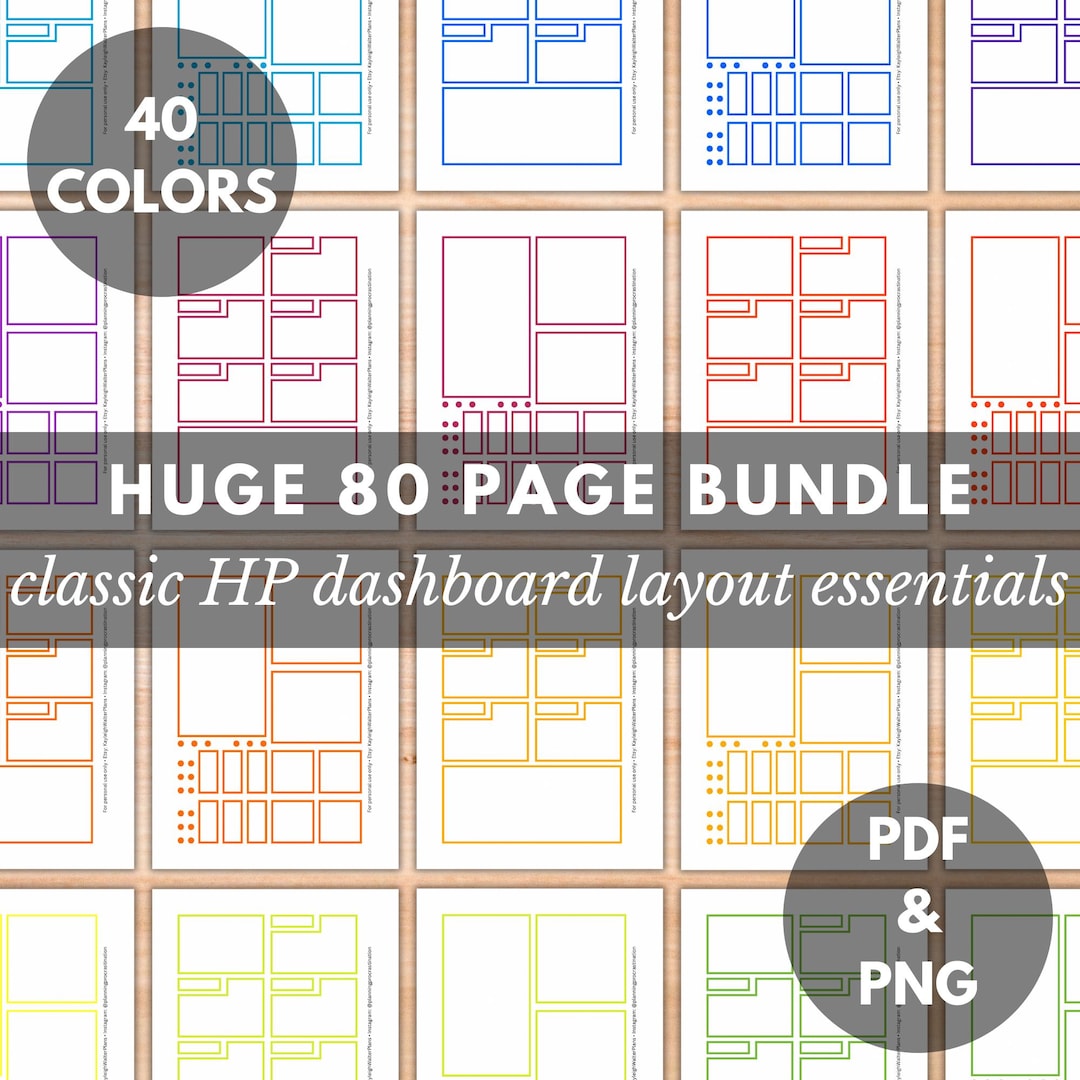 Happy Planner Dashboard Layout Classic Printable Boxes in 40 Colors ...
