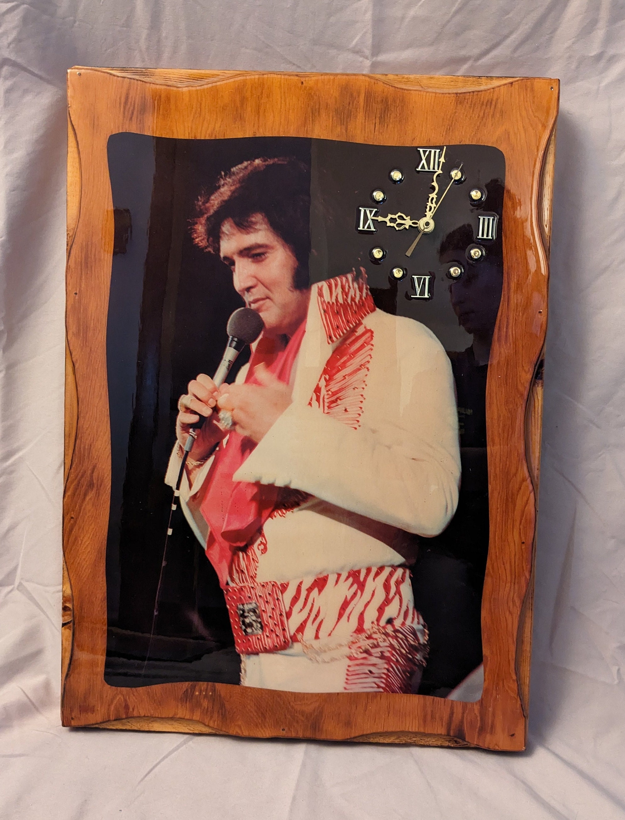 Vintage Elvis Presley Wooden Clock