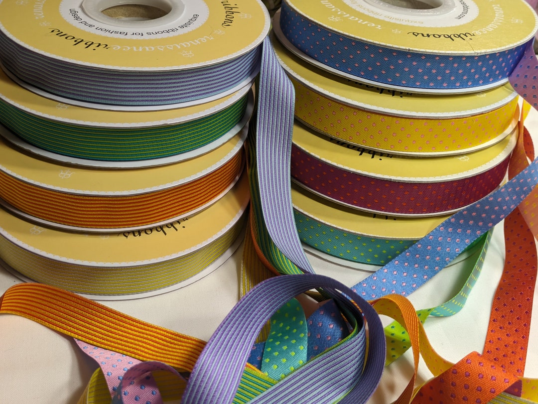 Tiny Dots and Strips by Tula Pink From Renaissance Ribbons - 5/8