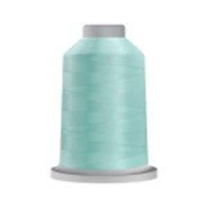 May include: A spool of light turquoise thread with a gray base and top. The thread is tightly wound, creating a smooth, cylindrical shape. The spool is designed for sewing and embroidery projects.