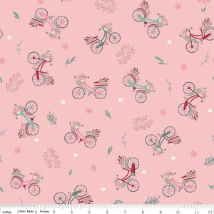 Bicycles in Frosting - Berry Market by Beverly McCullough for Riley Blake Designs