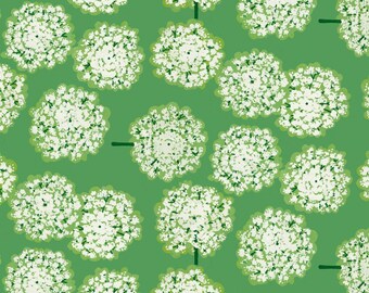 Queen Anne's Lace in Green - Nation of Flowers by Martha Negley for Free Spirit Fabrics - sold by 1/2 yard