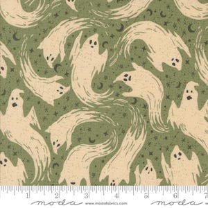 Ghostly in Moss - Home Sweet Haunt by Stacy Iest Hsu for Moda Fabrics - sold by 1/2 yard