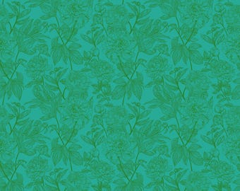 Peony in Jade - Indelible by Anna Maria for Anna Maria Textiles- Sold in 1/2 yard increments