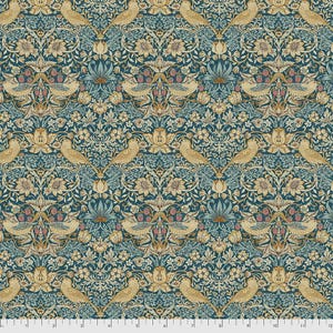 Mini Strawberry Thief in Teal - The Original Morris & Co from Free Spirit Fabrics - sold by 1/2 yard