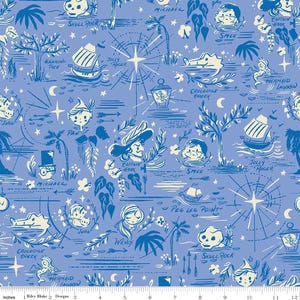Neverland Map in Periwinkle - Forever Neverland by Jill Howarth for Riley Blake Designs