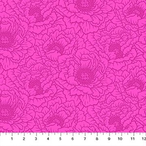 Peony in Violet - Full Bloom by Heather Bailey for Figo fabrics - sold by the 1/2 yard