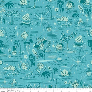 Neverland Map in Peacock - Forever Neverland by Jill Howarth for Riley Blake Designs