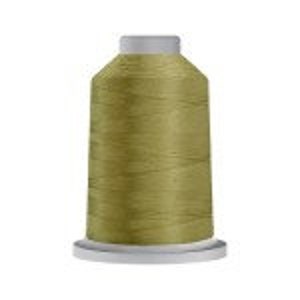 May include: A spool of olive green thread for sewing or embroidery.