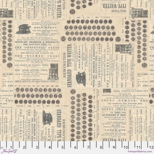 Neutral Typewriter - Neutral Palette from Eclectic Elements Palette by Tim Holtz for Free Spirit Fabrics - sold in 1/2 yards