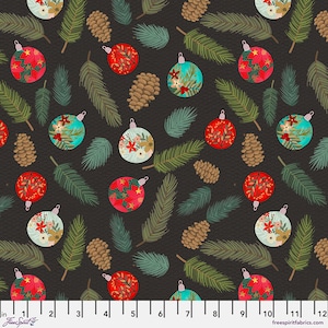 Happy Eve in Charcoal - Christmas Spirit by Mia Charro for FreeSpirit fabrics