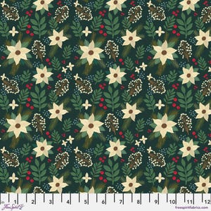 Winter Floral in Green - Christmas Cabin by Mia Charro for Free Spirit fabrics