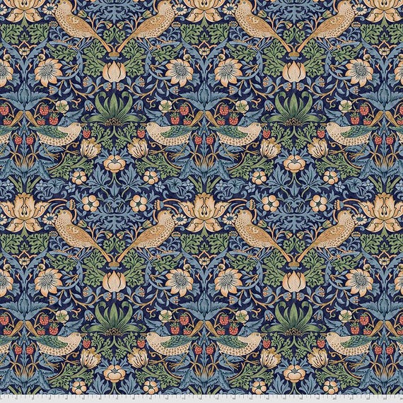 Strawberry Thief in Navy - The Original Morris & Co from Free Spirit Fabrics - sold by 1/2 yard