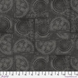 Neutral Gears - Neutral Palette from Eclectic Elements Palette by Tim Holtz for Free Spirit Fabrics - sold in 1/2 yards