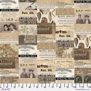 Neutral Collage - Neutral Palette from Eclectic Elements Palette by Tim Holtz for Free Spirit Fabrics - sold in 1/2 yards