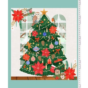 Cozy Christmas Panel - Christmas Cabin by Mia Charro for Free Spirit fabrics