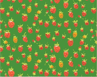 Strawberries in Green -  Studio Edit by Heather Ross for Windham Fabrics