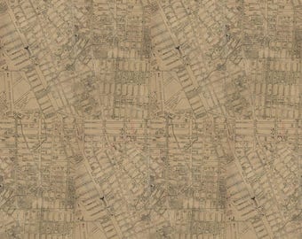 Neutral Map - Neutral Palette from Eclectic Elements Palette by Tim Holtz for Free Spirit Fabrics - sold in 1/2 yards
