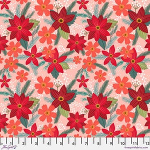 Merry Spirit in Rose - Christmas Cabin by Mia Charro for Free Spirit fabrics
