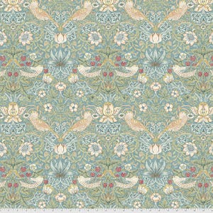 Strawberry Thief in Aqua - The Original Morris & Co from Free Spirit Fabrics - sold by 1/2 yard