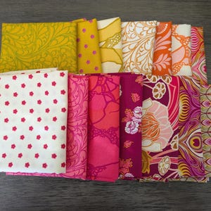 Wild Abandon by Heather Bailey for Figo fabrics - Fat Quarter fabric bundle - 14 FQs - warm tone bundle