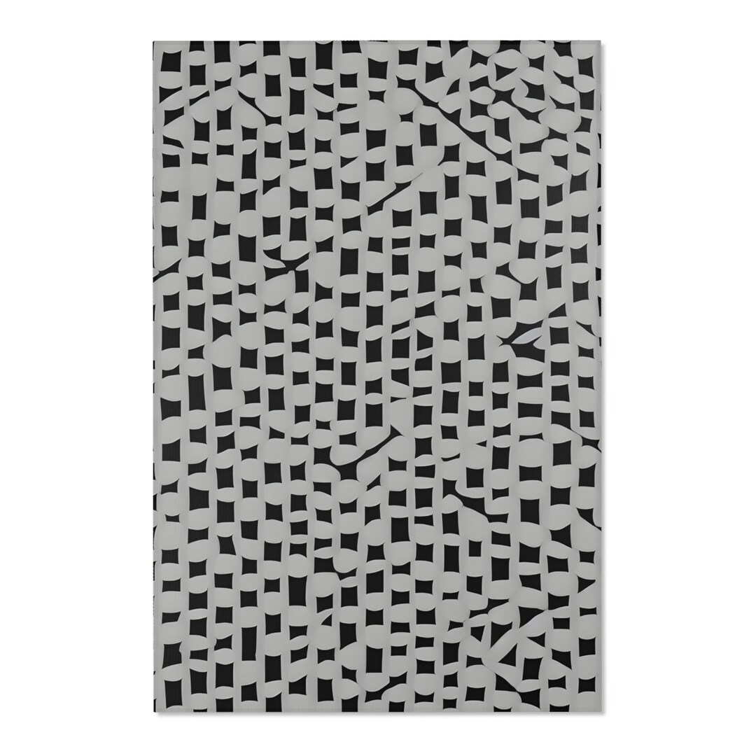 Black and Gray Abstract Rug Etsy