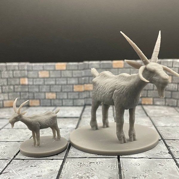 Goats | Giant Goat | Goat Mount | Goat with Saddle | Mini Surface | Tabletop RPG | mz4250 | 3D Printed Miniatures | 28mm scale