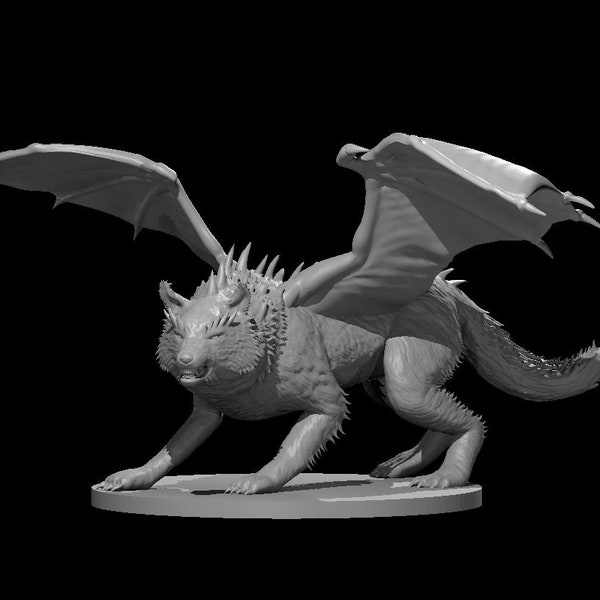 Draconische Wolf | Draak | Monster miniatuur | Tafelblad-RPG | mz4250 | 3D-geprinte miniaturen | Schaal van 28 mm