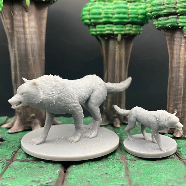 Wolves | Dire Wolf | Mount with Saddle | Mini Surface | Tabletop RPG | mz4250 | 3D Printed Miniatures | 28mm scale