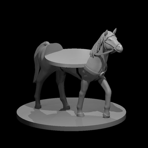 Riding Horse with Saddle and Mini Surface | Mount | Slot/Stand for Mini Player | Tabletop RPG | mz4250 | 3D Printed Miniatures | 28mm scale