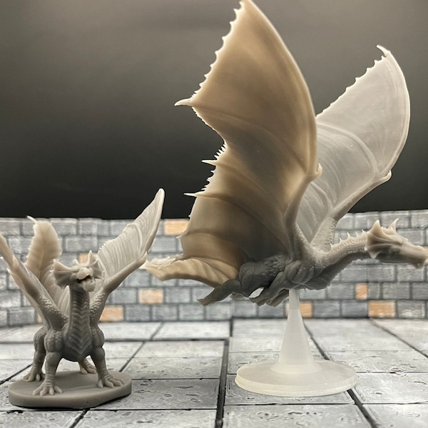 Metallic Brass Dragon Wyrmling | Playful Baby Dragon | Flying Dragon | Tabletop RPG | mz4250 | 3D Printed Miniatures | 28mm scale