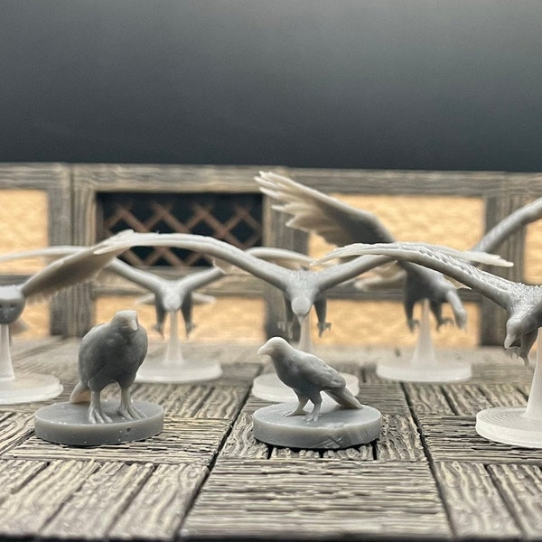 Birds | Eagle, Hawk, Owl, Puffin, Raven, Vulture | Forest Beasts | Flying & Perched | Tabletop RPG | mz4250 | 3D Printed Miniatures | 28mm