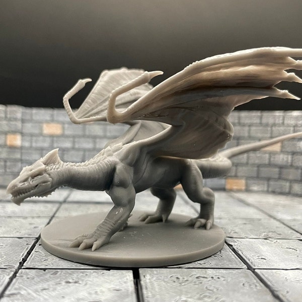 Chromatic Young White Dragon | Tabletop RPG | mz4250 | 3D Printed Miniatures | 28mm scale