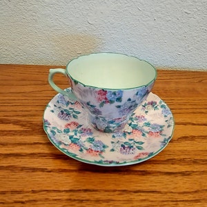 Shelley Bone China England Rock Garden Chintz Cup & Saucer Set rare find