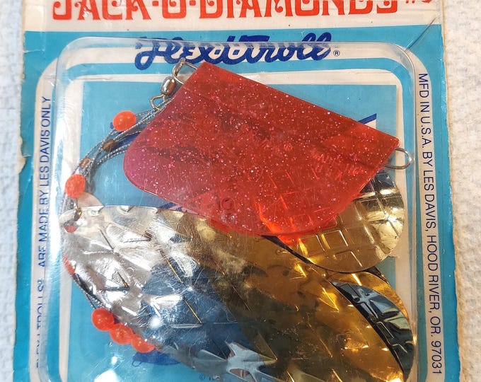 Luhr Jensen Les Davis Scalelite Willow Leaf Flex-I-Trolls NOS - Spinner Da Pesca Vintage USA