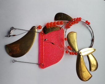 Vintage Luhr Jensen Cowbell Flex-i-Troll: Gold Tone Fishing Lure