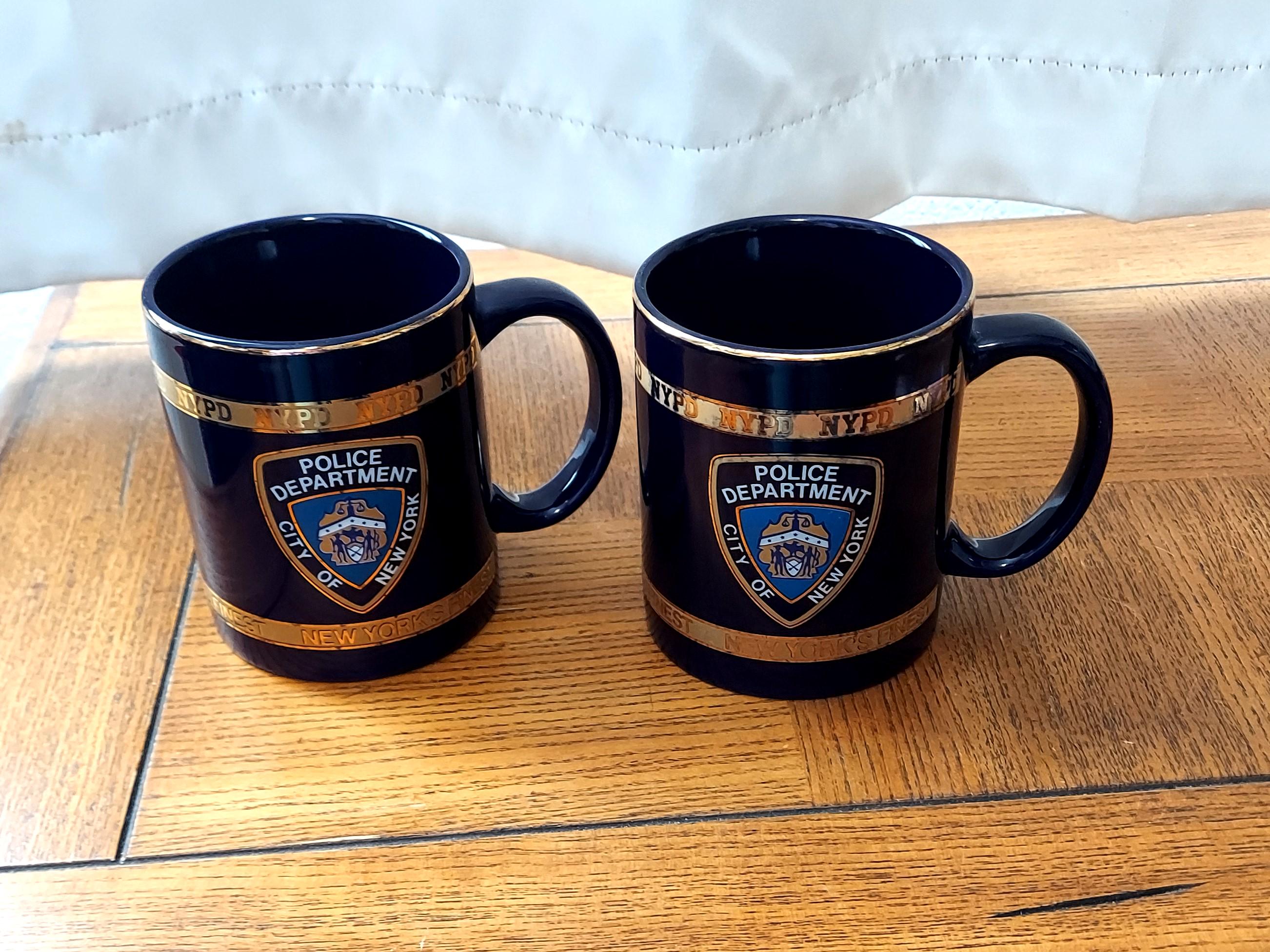 Vintage NYPD Coffee Mugs: New York Finest Police Department Set