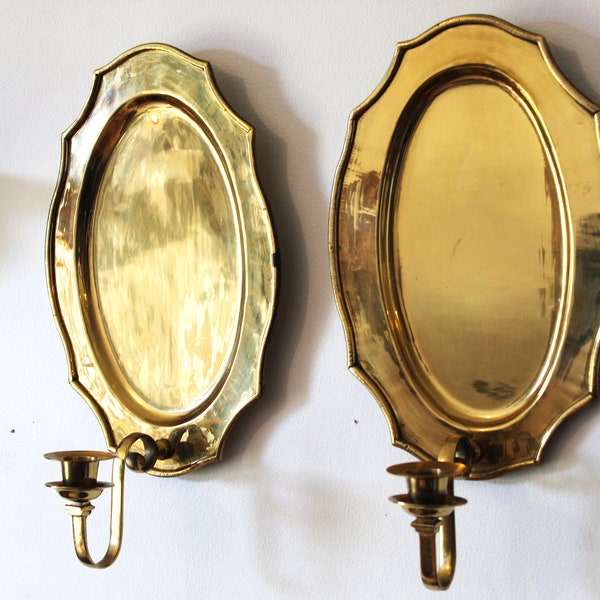 Vintage Gold Wall Sconces, Set of Two, Candle Holders