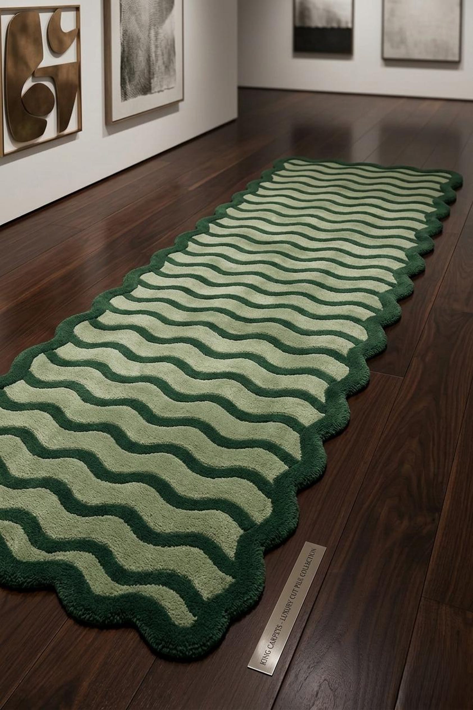 Hand Tufted Wool Wavy Runner Rug, Modern Abstract Hallway Decor (3x15 ...