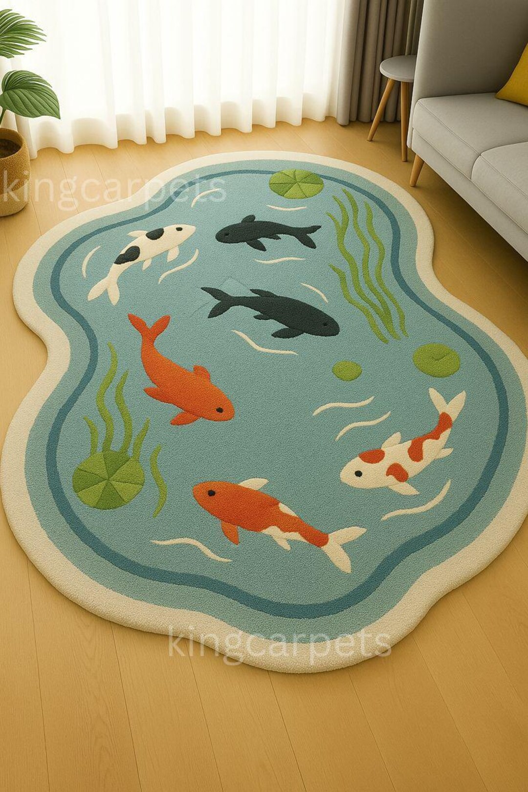 Pond/water Rug Koi Pond Rug | 3D Tufted Water Garden Carpet | Irregular Shape - Etsy