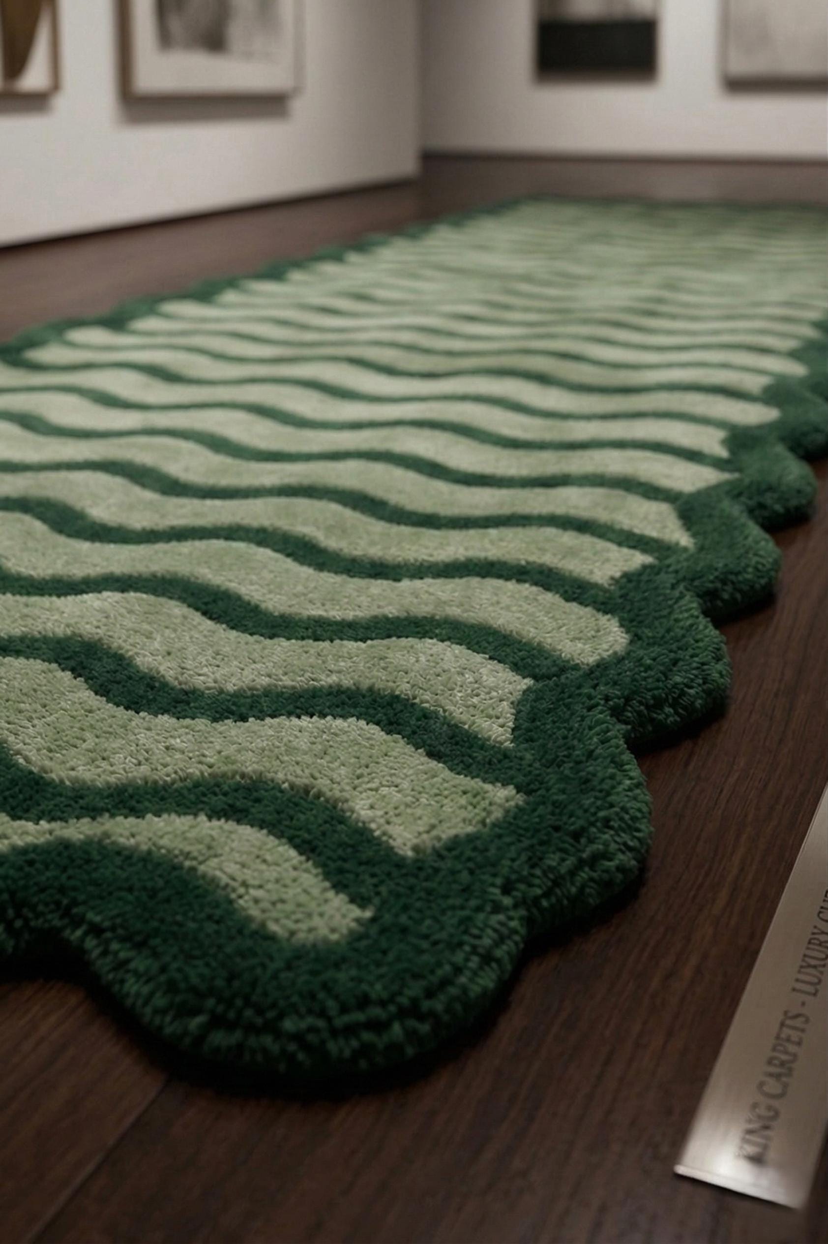 Hand Tufted Wool Wavy Runner Rug, Modern Abstract Hallway Decor (3x15 ...