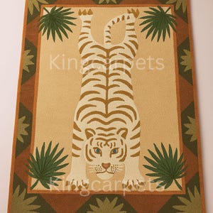 White Tiger Jungle Rug: Boho Safari Animal Carpet