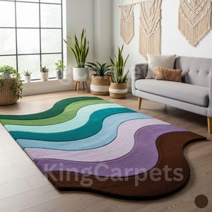 Vibrant Striped Area Rug - Boho Chic Accent Carpet for Living Room - Soft and Colorful Decor Piece Cozy Home Decore