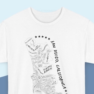 San Diego T-Shirt, San Diego Map, San Diego Map Tee, San Diego Map T-Shirt, San Diego Gift, San Diego Hand-Drawn City Illustration Tee