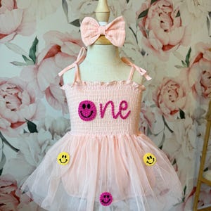 pink smiley face dress Happy Go Lucky Oversized Dress in Barbie Pink Poppy and Seed