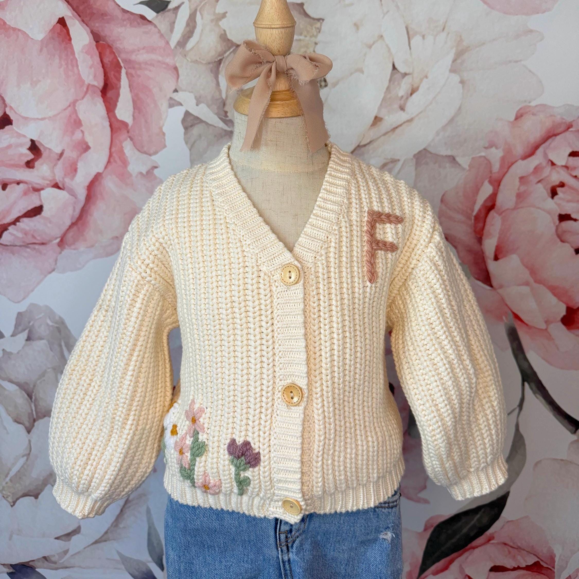 Chunky Knitted Cardigan Flowers - Etsy