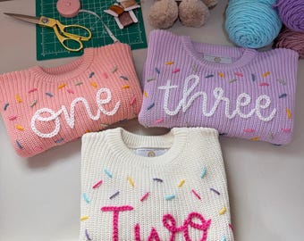 Sprinkle Birthday Party Sweater For Kids Turning- One, Two, Three, Four, Five